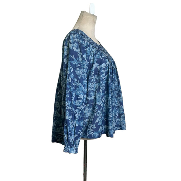 We the Free blue floral long sleeves boho tunic blouse size Small - Picture 7 of 12